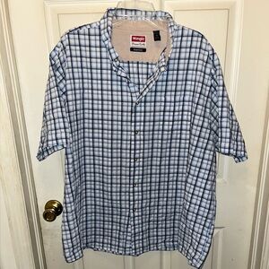 WRANGLER Men’s Short Sleeve Wrinkle Resist Button Down Plaid Shirt. Sz 3XL.